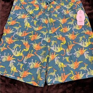Boys XXL (18) Dinosaur Swim Trunks UPF 50+ Teal Bay Elastic Waist NWT